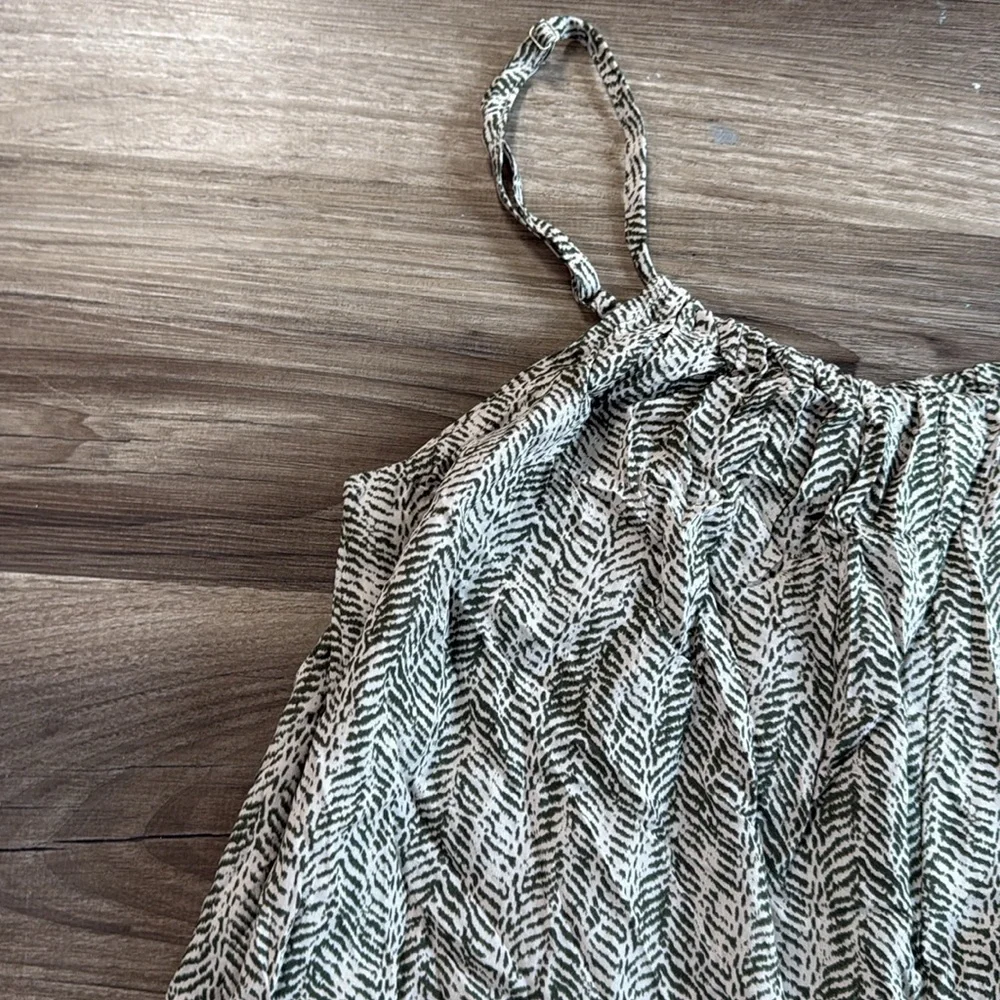 Kori Women's Size Small Overalls Jumpsuit Green Beige‎ Adjustable Palazzo